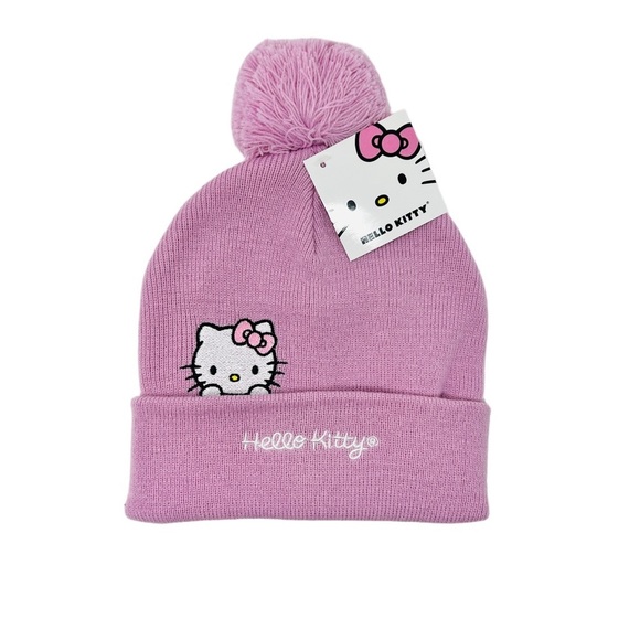 Hello Kitty Other - Hello Kitty Girls Purple Pom Pom Winter Hat